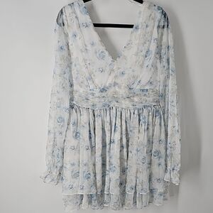 Francesca's Silvery Blue Babydoll Fairy‎ Coquette Girl Milkmaid Open Back Dress